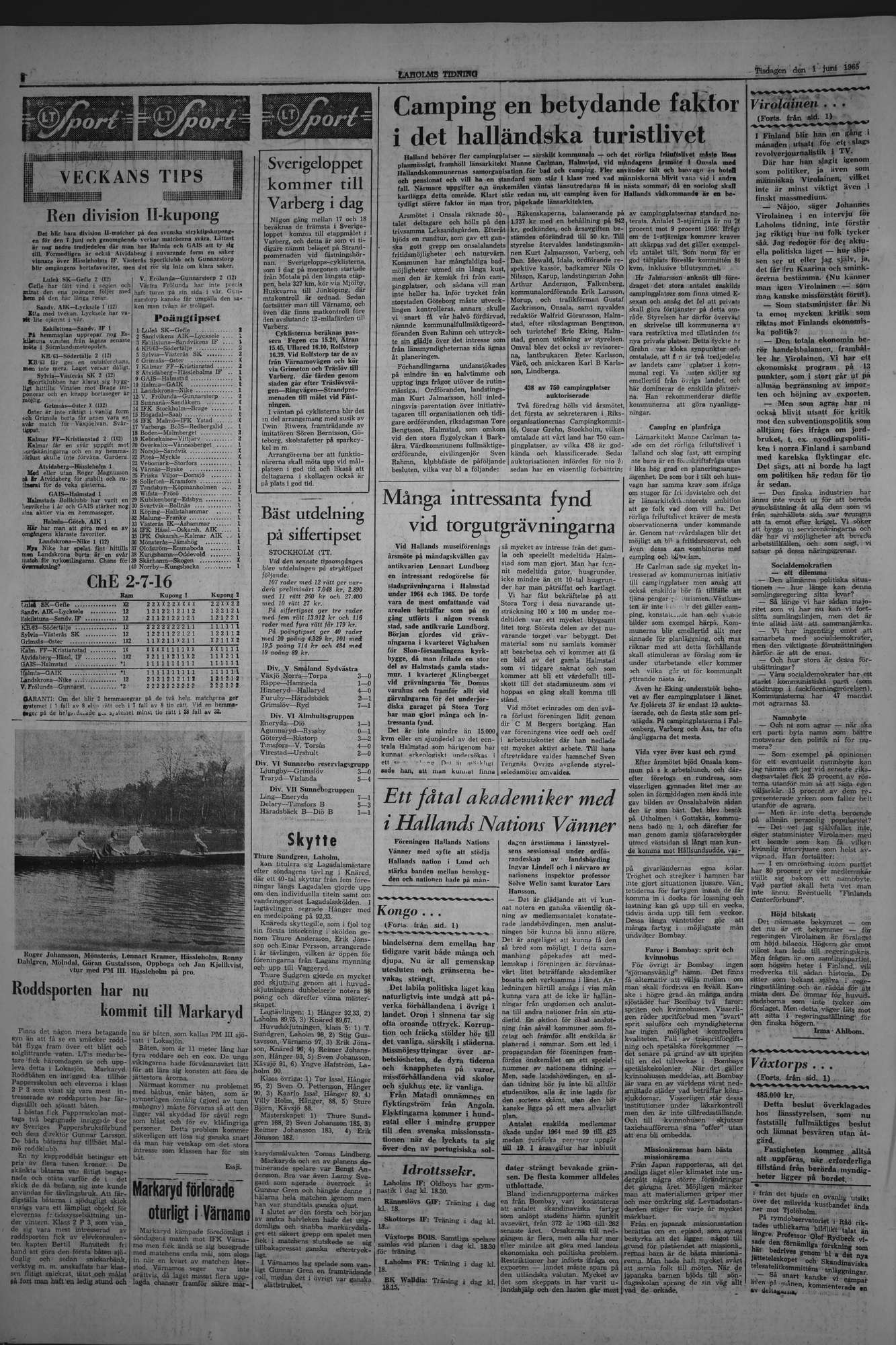 Laholms Tidning Tisdag 1 juni 1965, sida 6