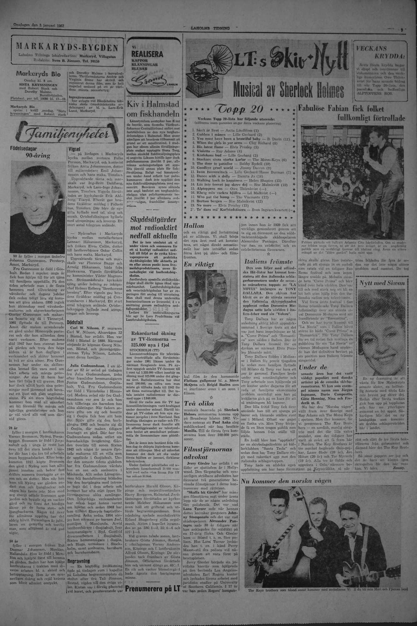 Laholms Tidning Onsdag 3 januari 1962, sida 3