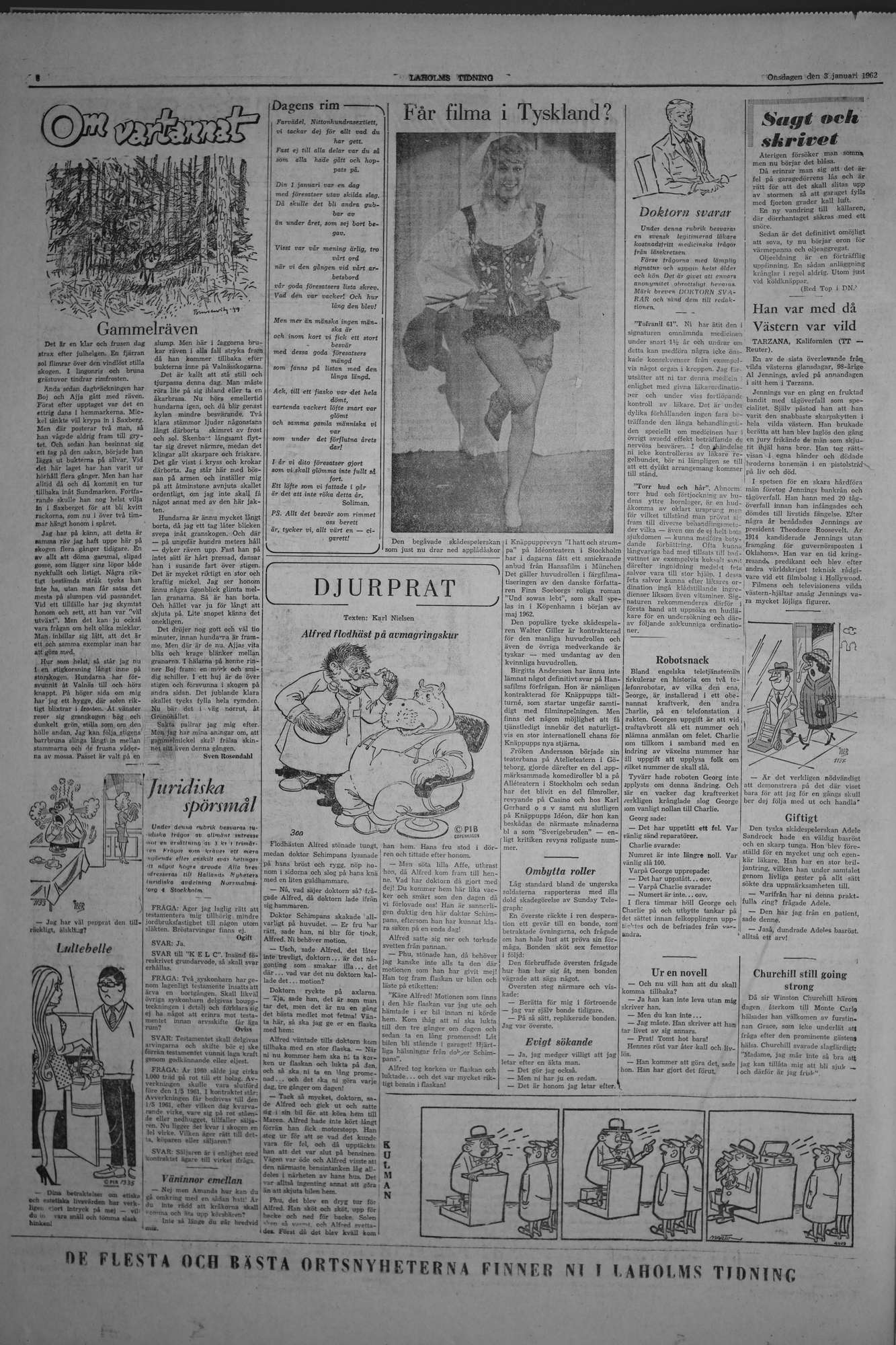 Laholms Tidning Onsdag 3 januari 1962, sida 6