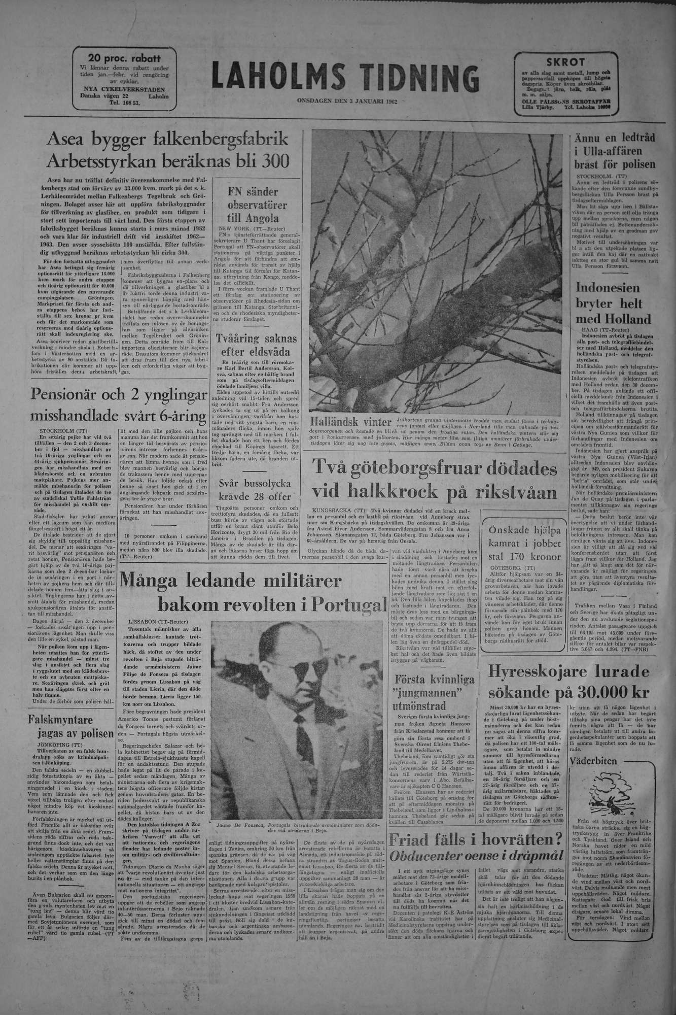 Laholms Tidning Onsdag 3 januari 1962, sida 8