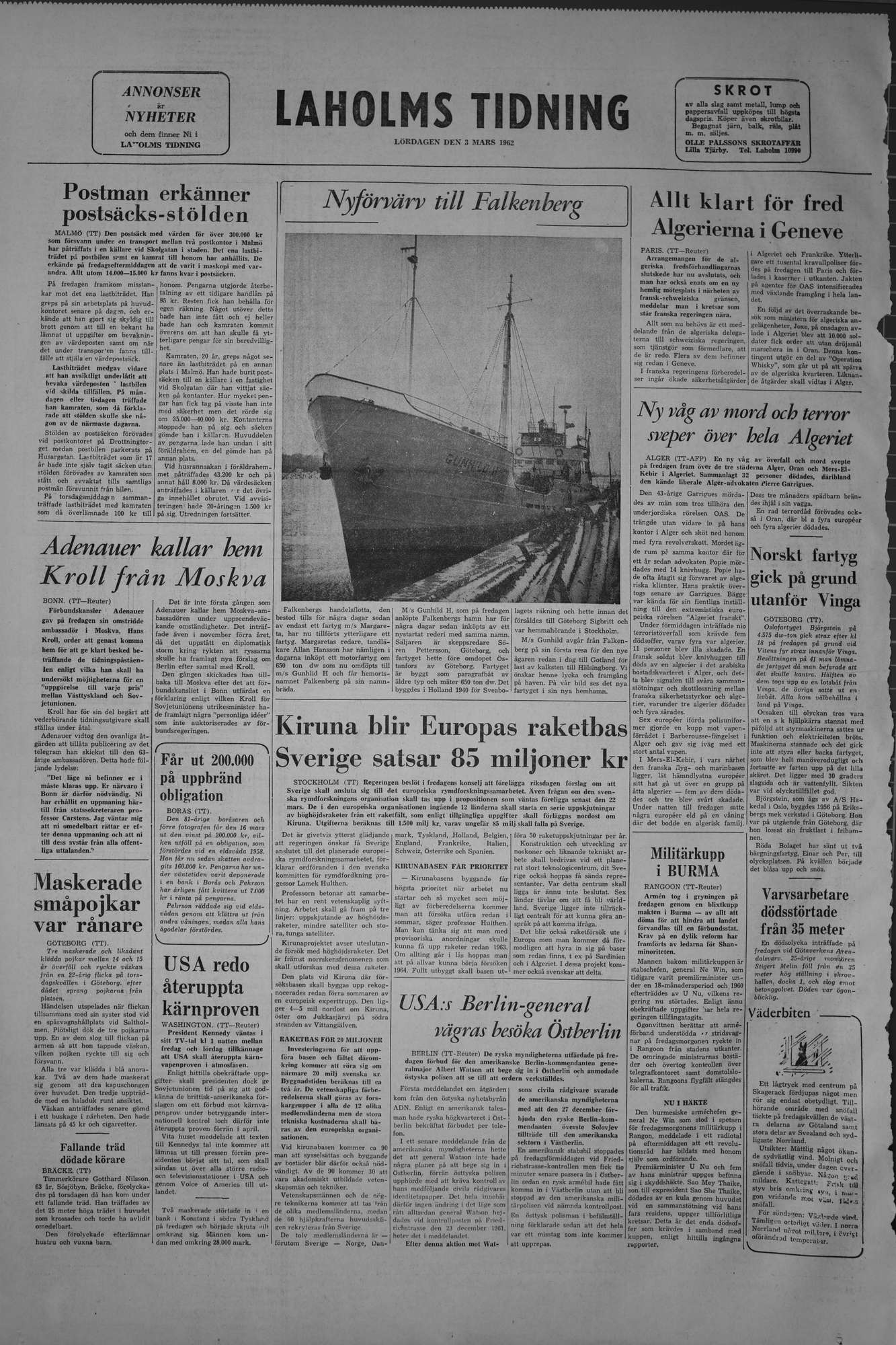 Laholms Tidning Lördag 3 mars 1962, sida 8