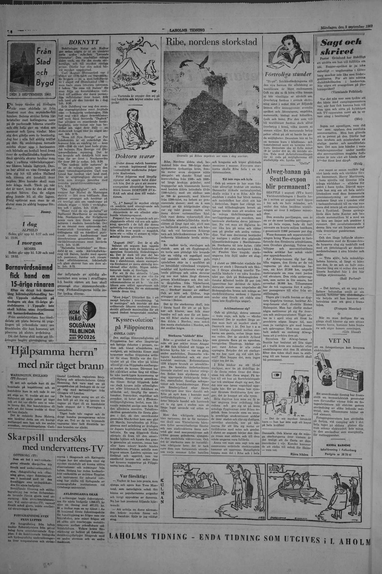 Laholms Tidning Måndag 3 september 1962, sida 6