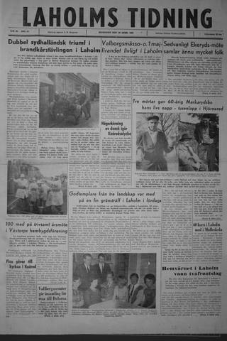Förstasidan, Måndag 30 april 1962