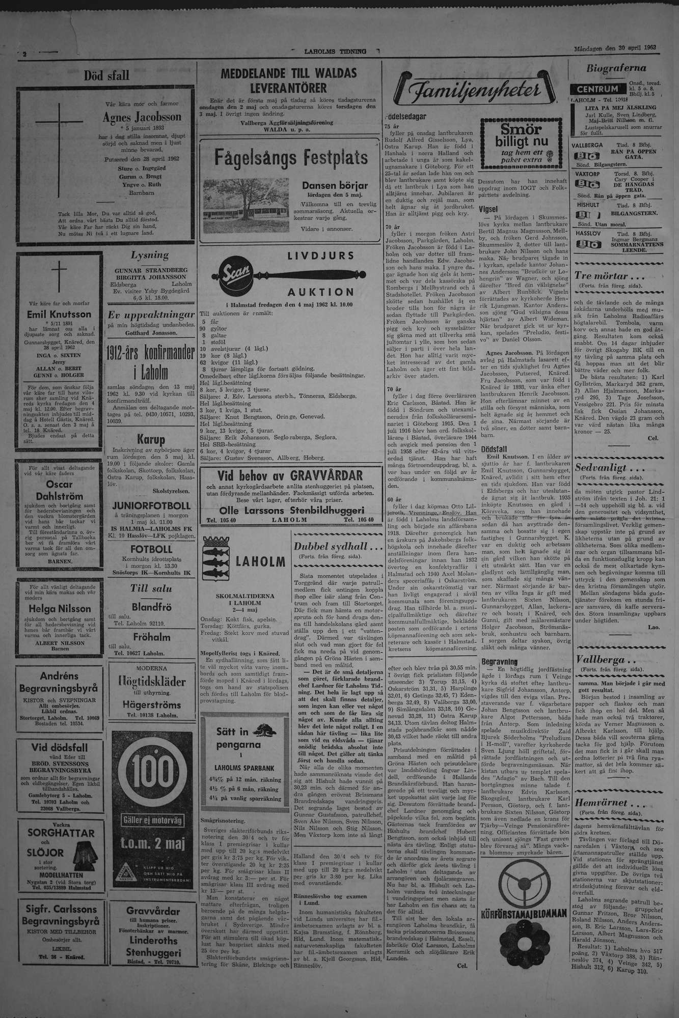 Laholms Tidning Måndag 30 april 1962, sida 2