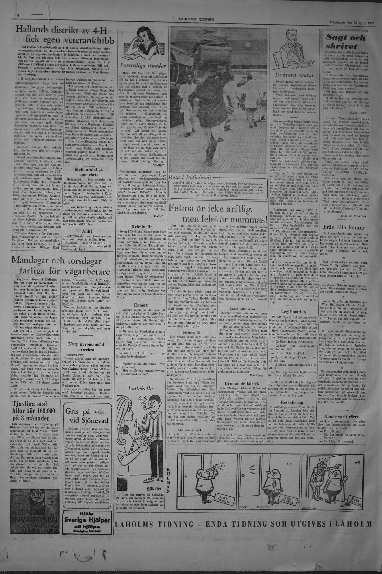 Laholms Tidning Måndag 30 april 1962, sida 6