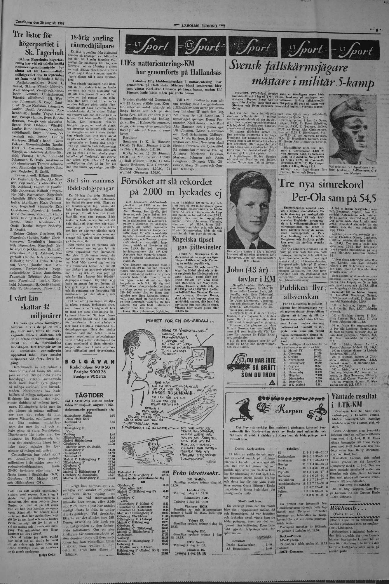 Laholms Tidning Torsdag 30 augusti 1962, sida 5