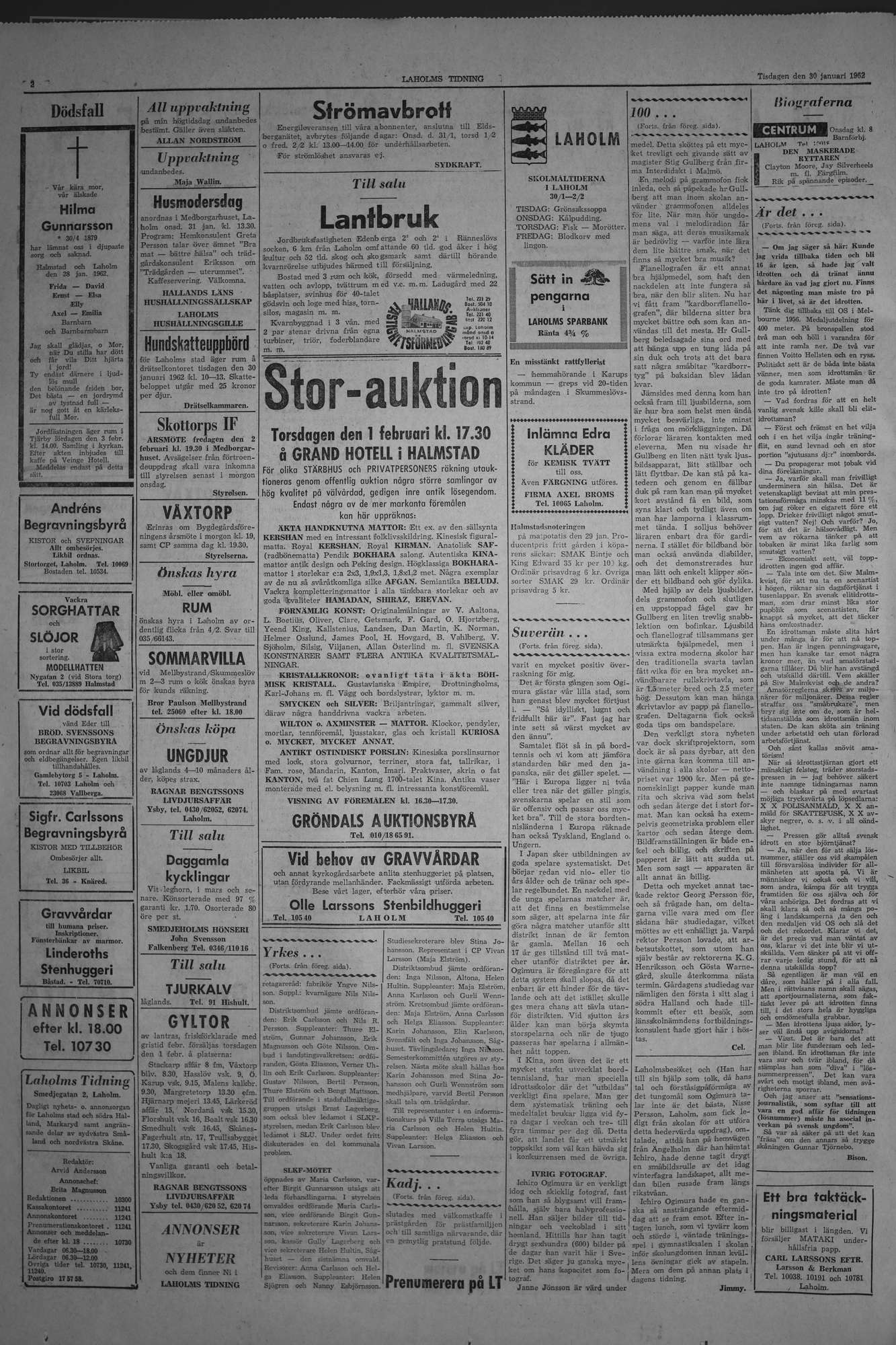 Laholms Tidning Tisdag 30 januari 1962, sida 2