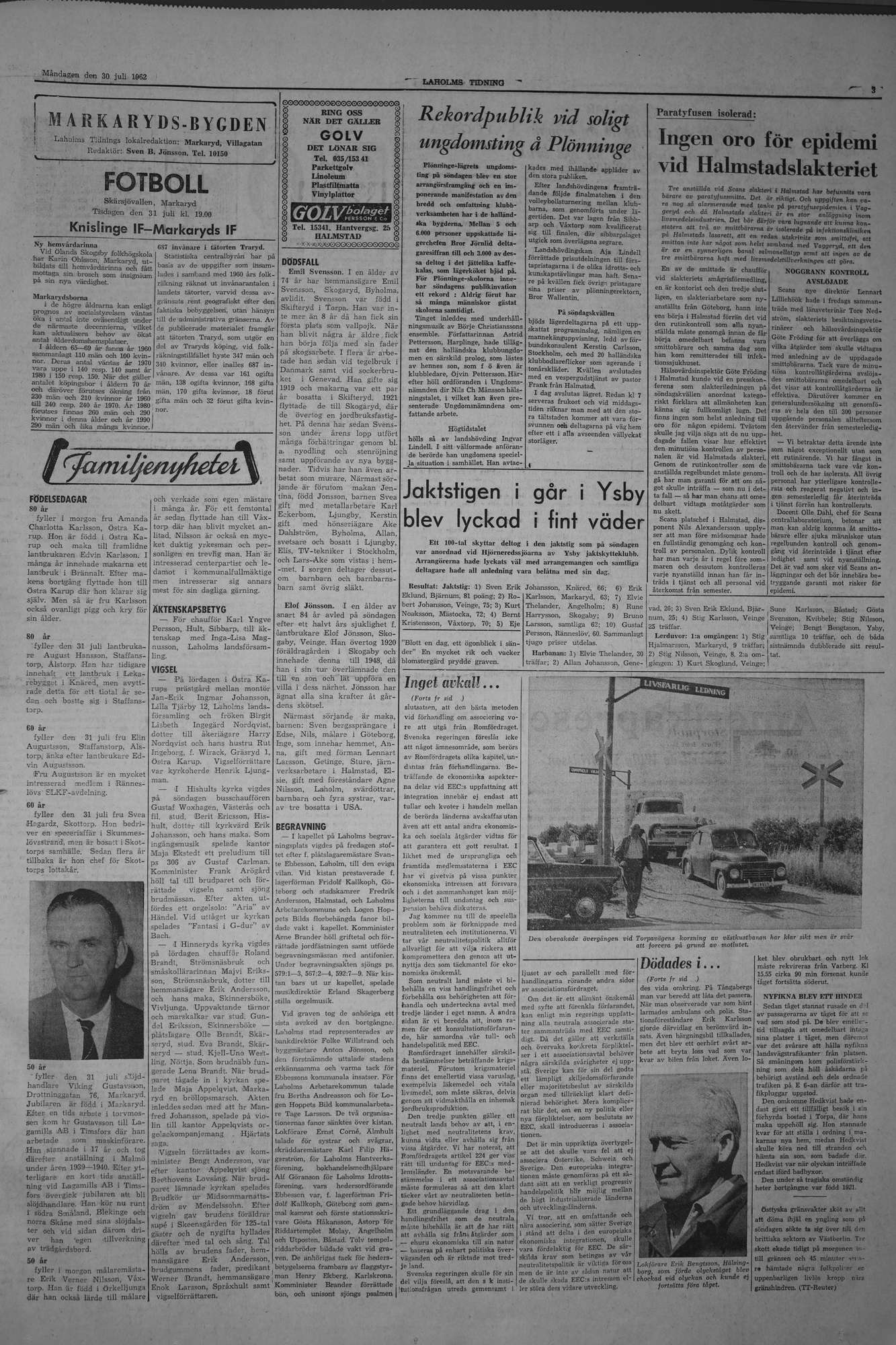 Laholms Tidning Måndag 30 juli 1962, sida 3