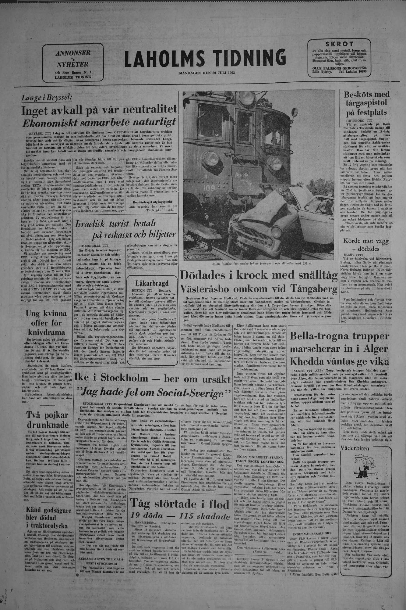 Laholms Tidning Måndag 30 juli 1962, sida 8
