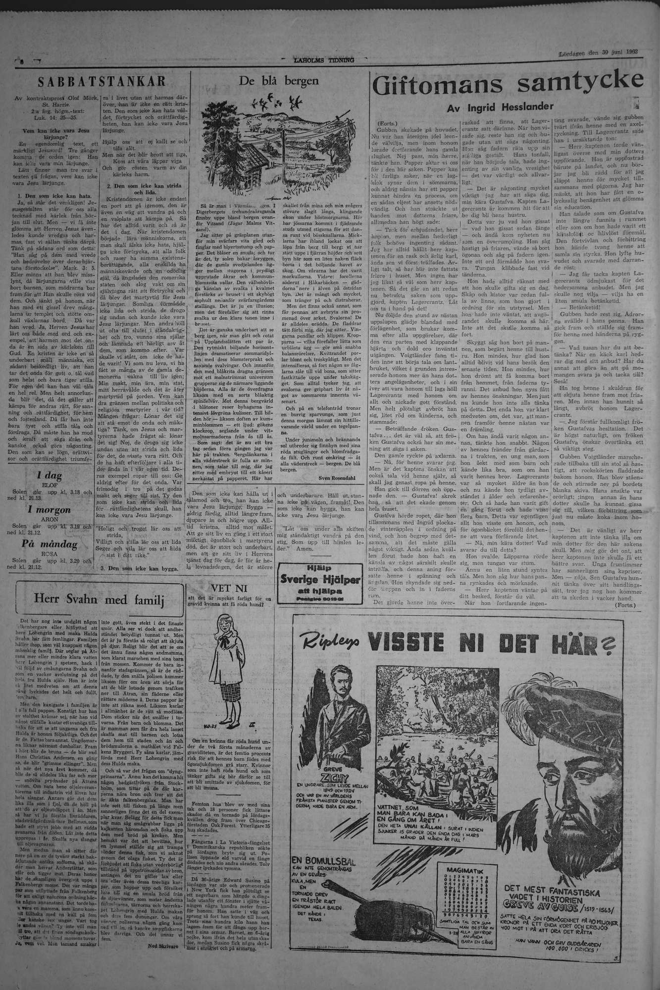 Laholms Tidning Lördag 30 juni 1962, sida 6