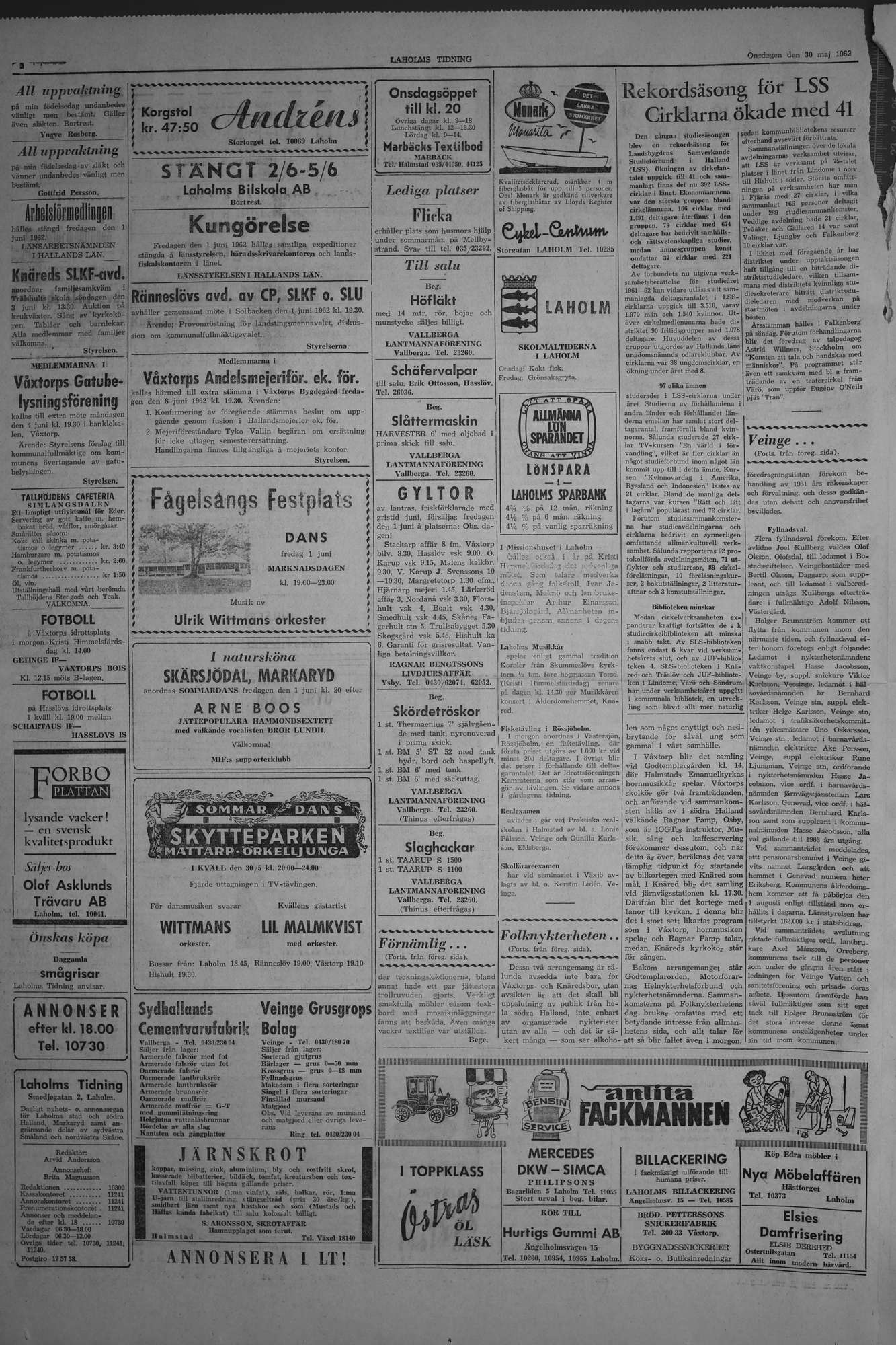 Laholms Tidning Onsdag 30 maj 1962, sida 2