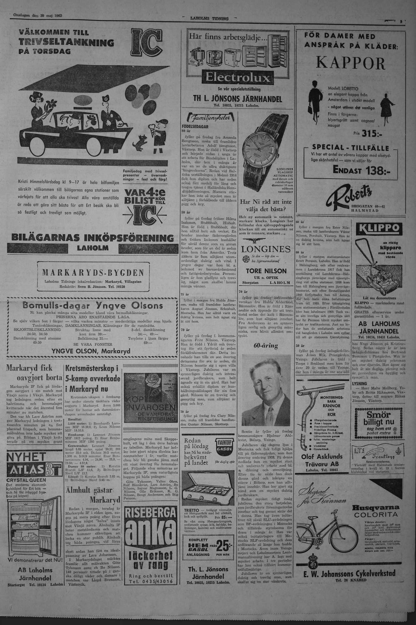 Laholms Tidning Onsdag 30 maj 1962, sida 3