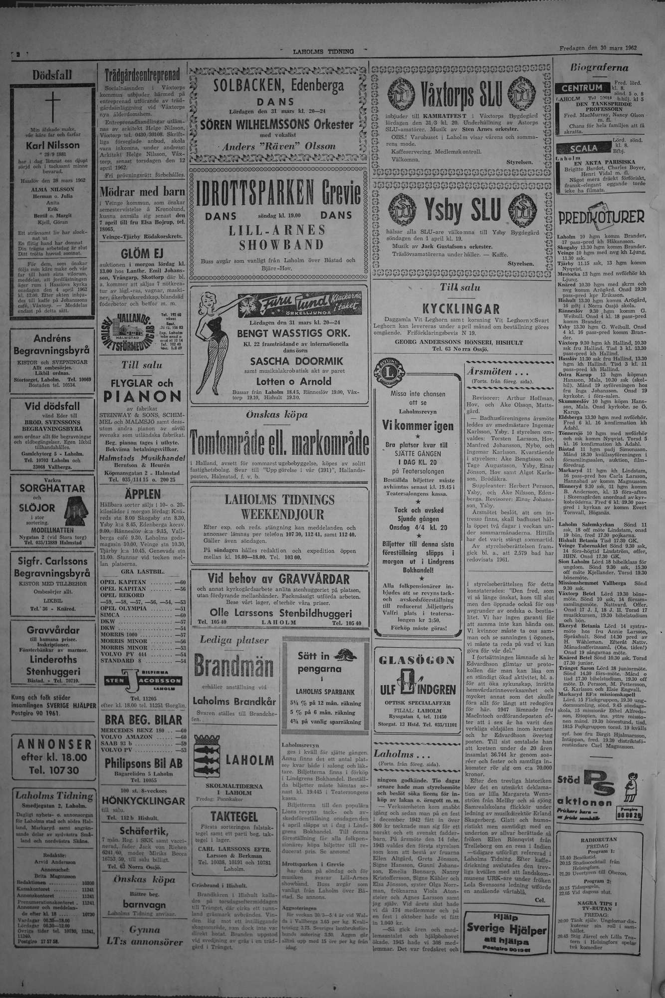 Laholms Tidning Fredag 30 mars 1962, sida 2
