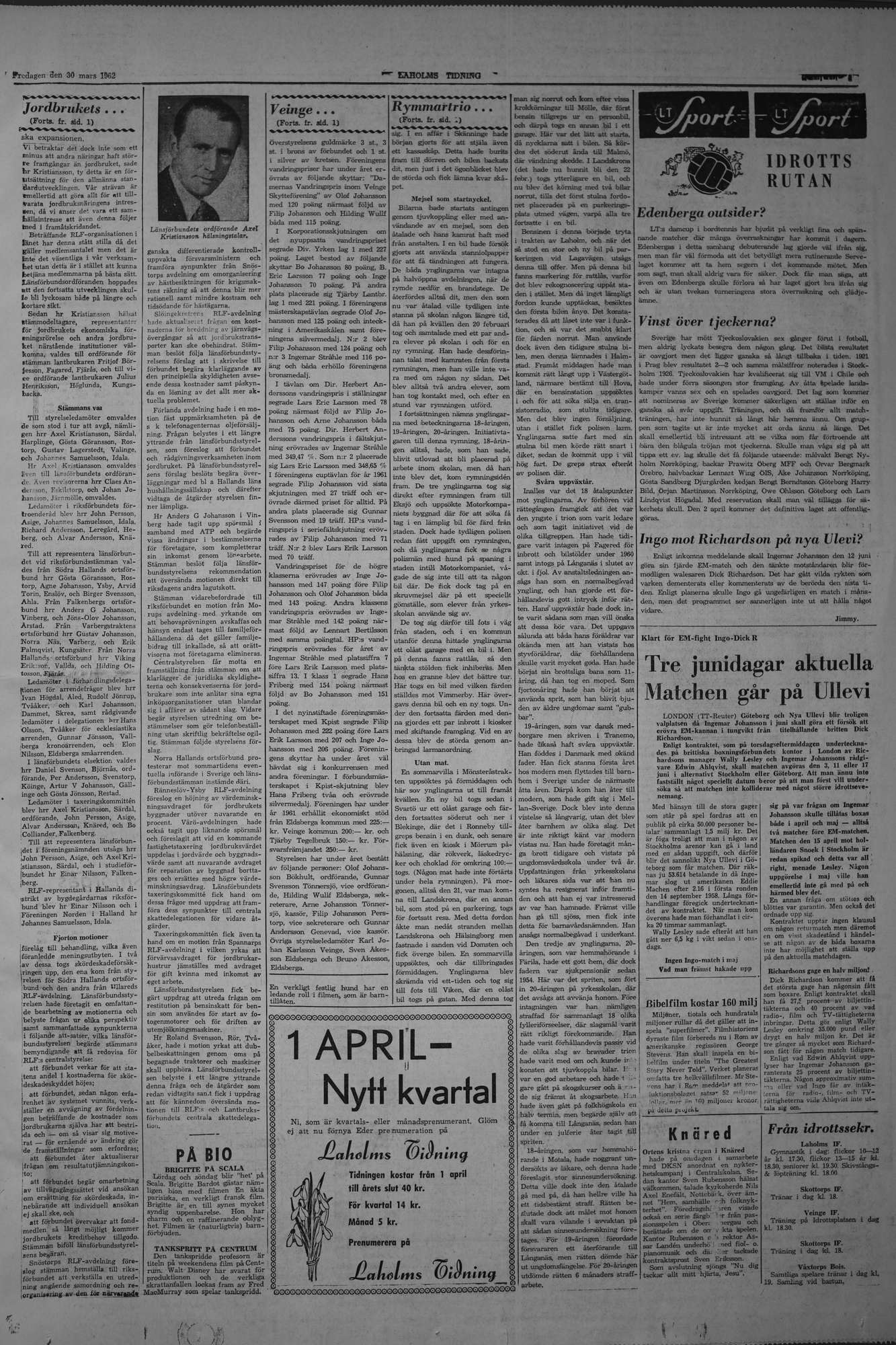 Laholms Tidning Fredag 30 mars 1962, sida 5