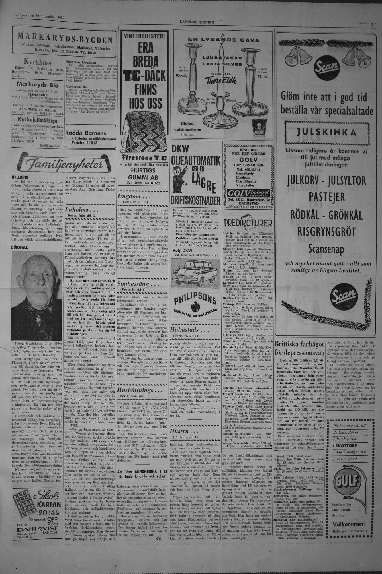 Laholms Tidning Fredag 30 november 1962, sida 3