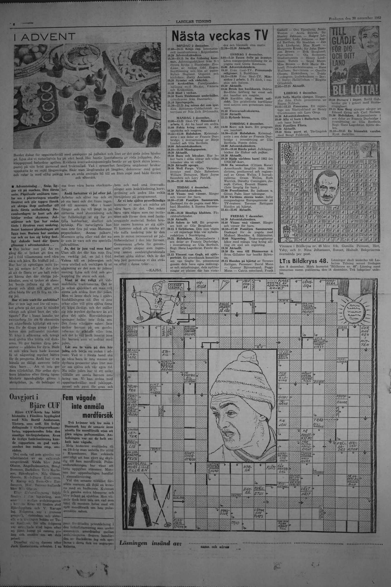 Laholms Tidning Fredag 30 november 1962, sida 6