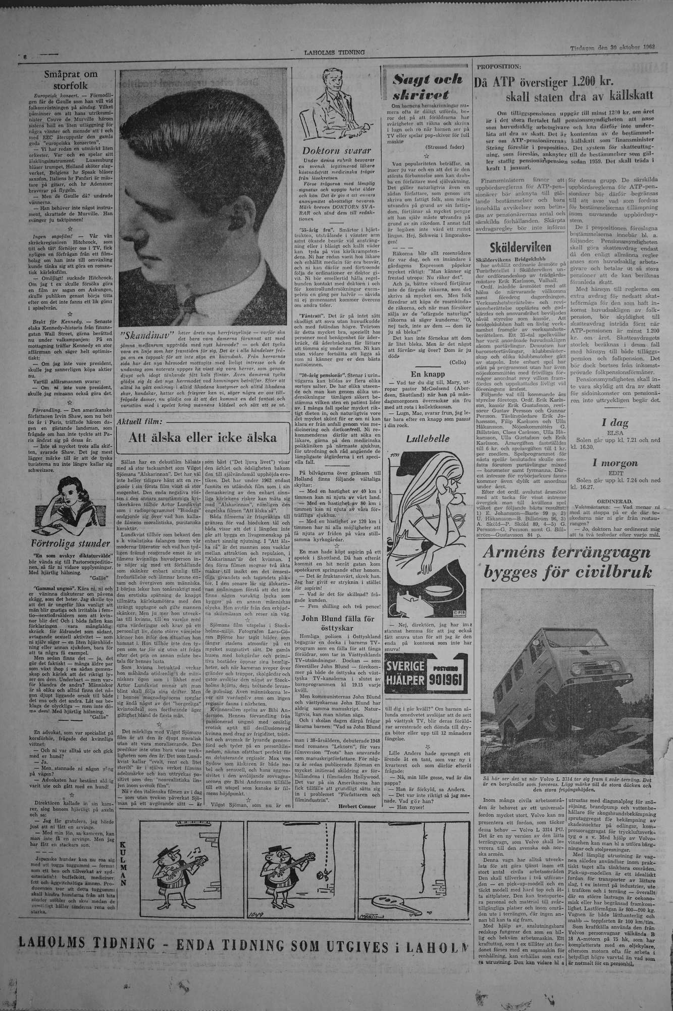 Laholms Tidning Tisdag 30 oktober 1962, sida 6