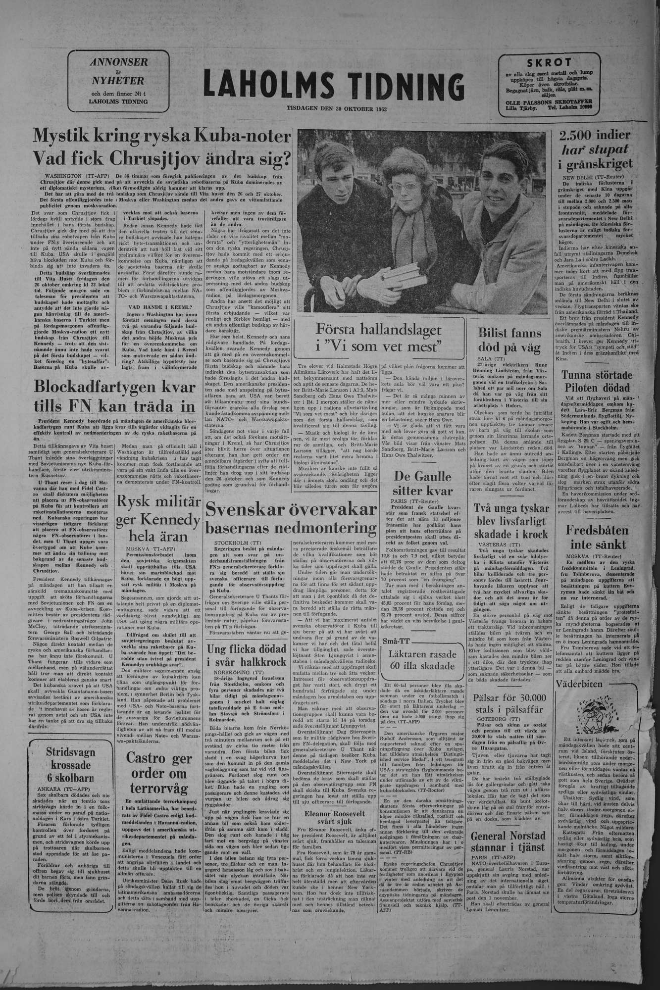 Laholms Tidning Tisdag 30 oktober 1962, sida 8