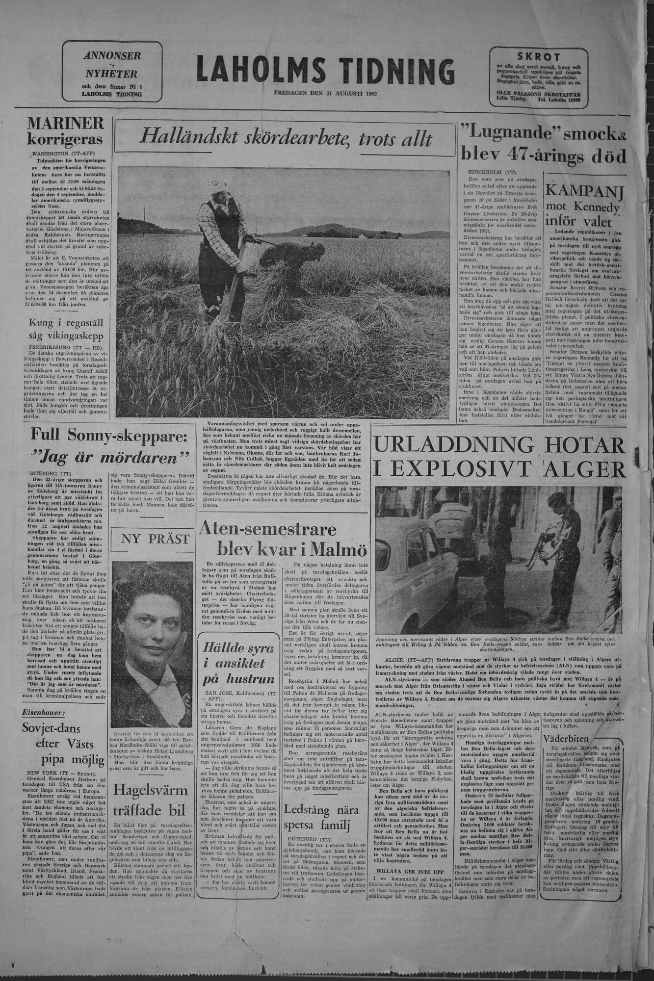 Laholms Tidning Fredag 31 augusti 1962, sida 8