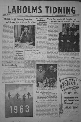 Förstasidan, Måndag 31 december 1962