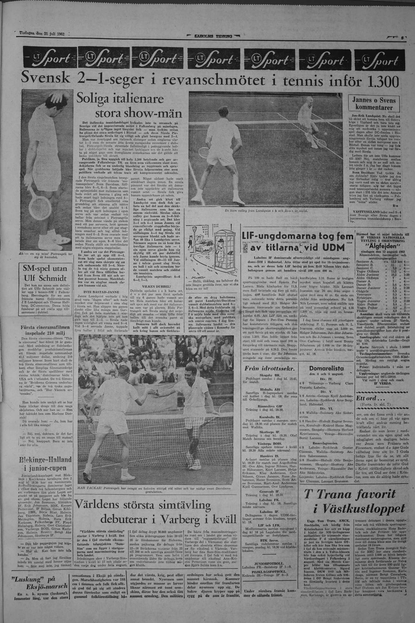 Laholms Tidning Tisdag 31 juli 1962, sida 5