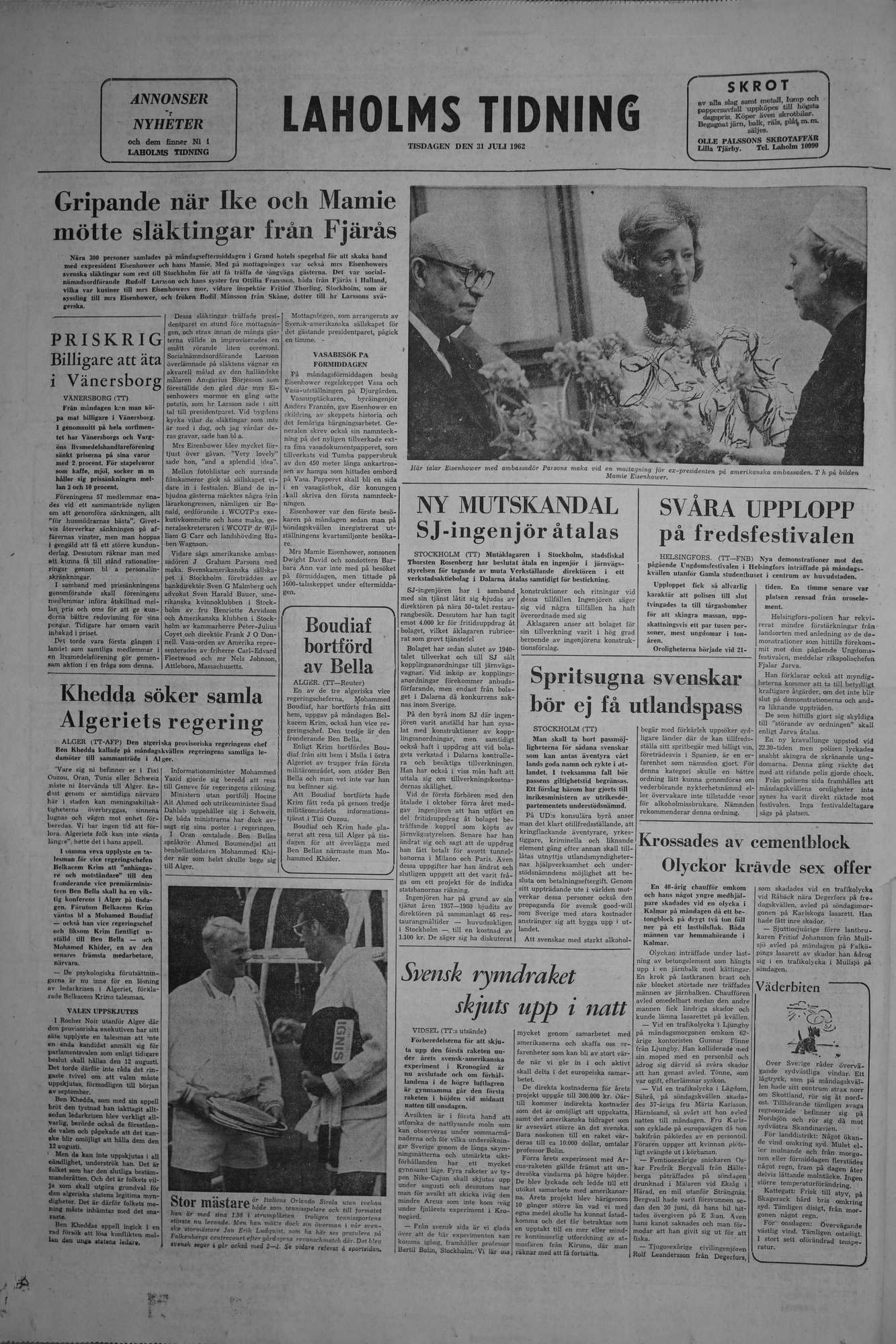 Laholms Tidning Tisdag 31 juli 1962, sida 8