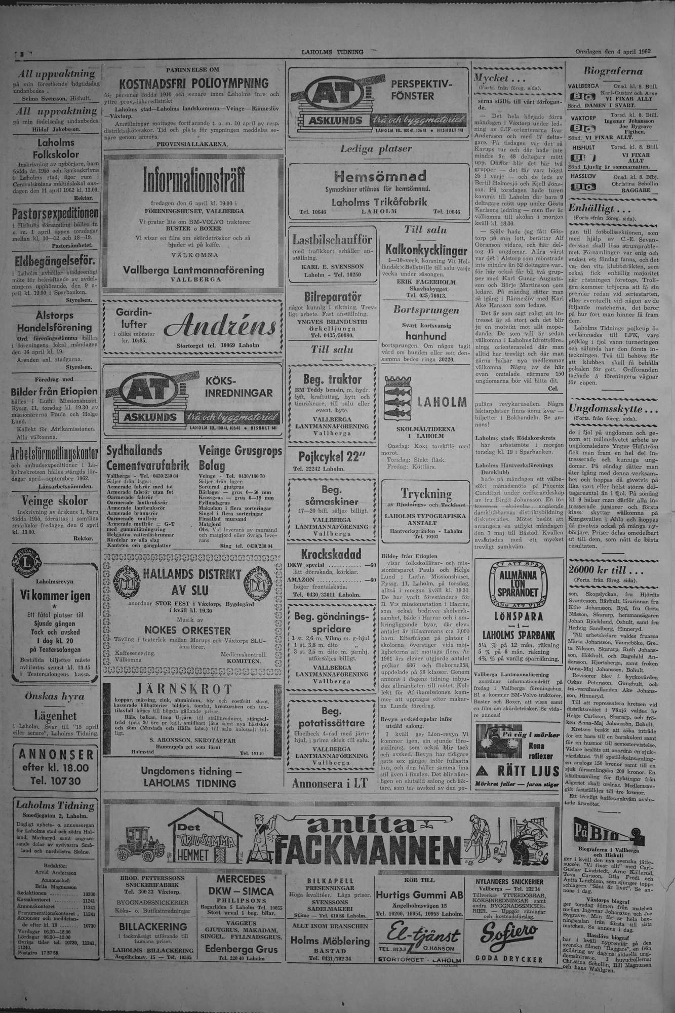 Laholms Tidning Onsdag 4 april 1962, sida 2