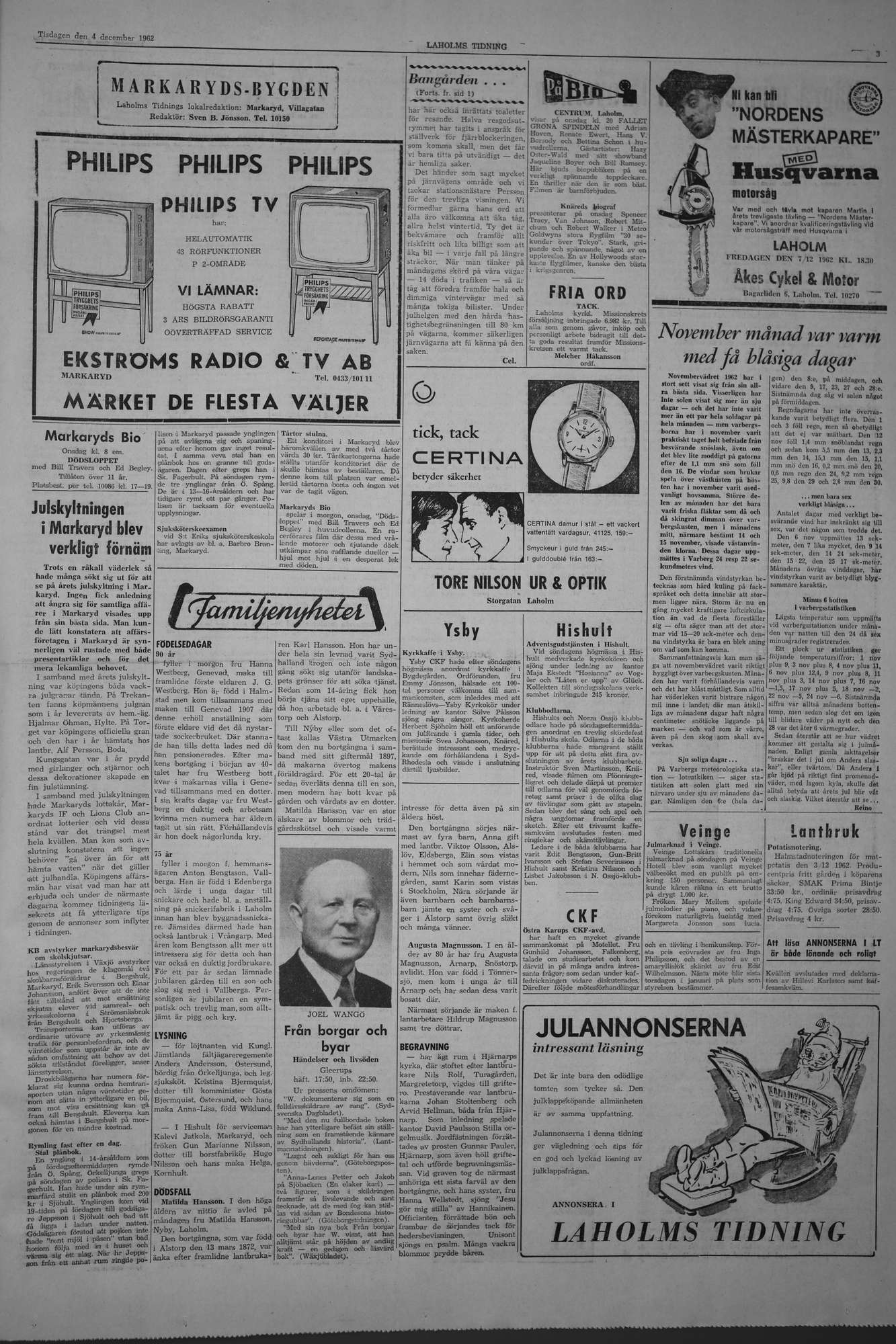 Laholms Tidning Tisdag 4 december 1962, sida 3
