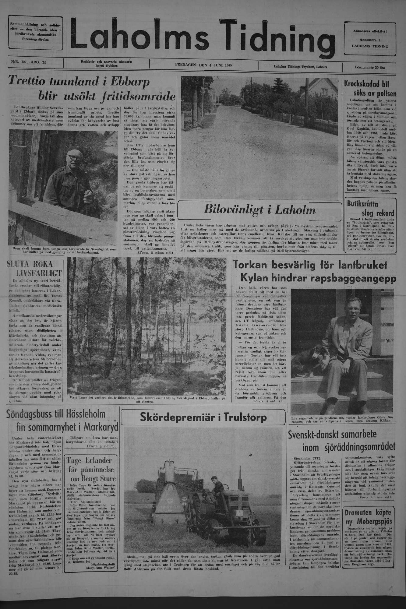 Laholms Tidning Fredag 4 juni 1965, sida 1