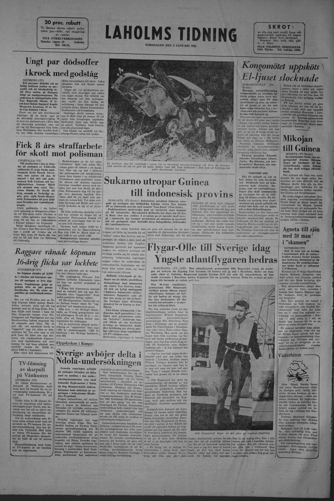 Laholms Tidning Torsdag 4 januari 1962, sida 8