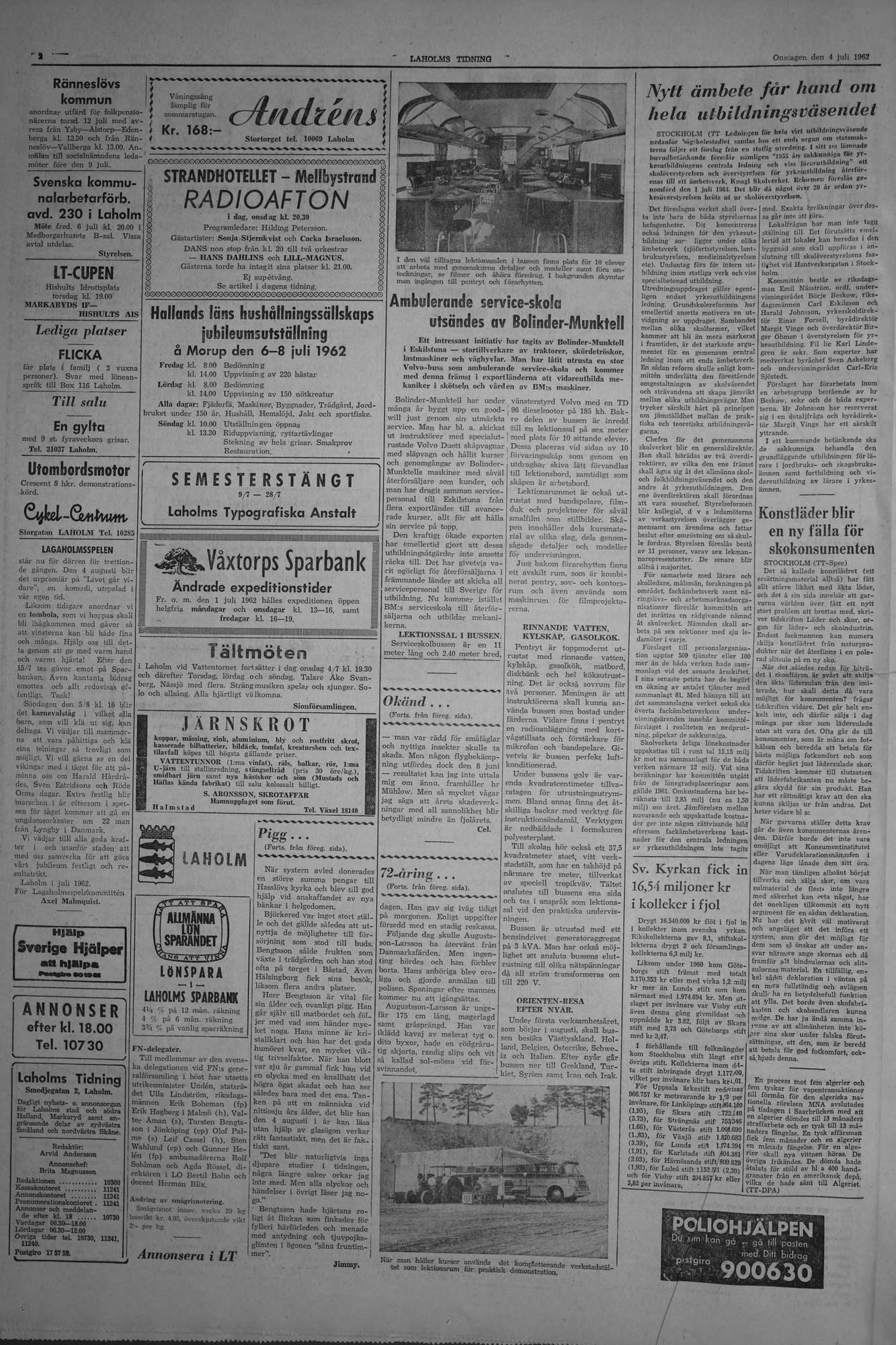 Laholms Tidning Onsdag 4 juli 1962, sida 2