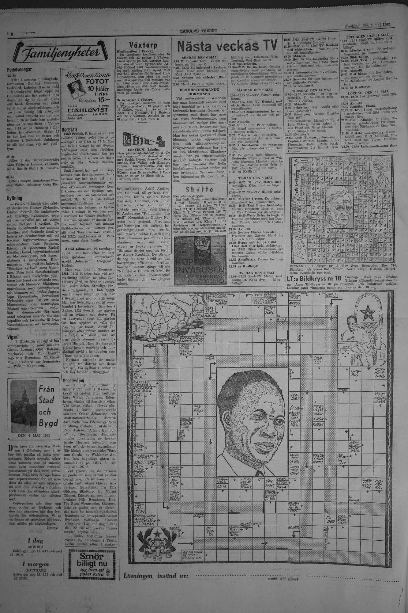Laholms Tidning Fredag 4 maj 1962, sida 6