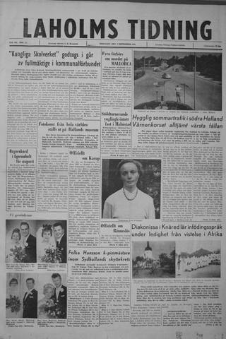 Förstasidan, Tisdag 4 september 1962