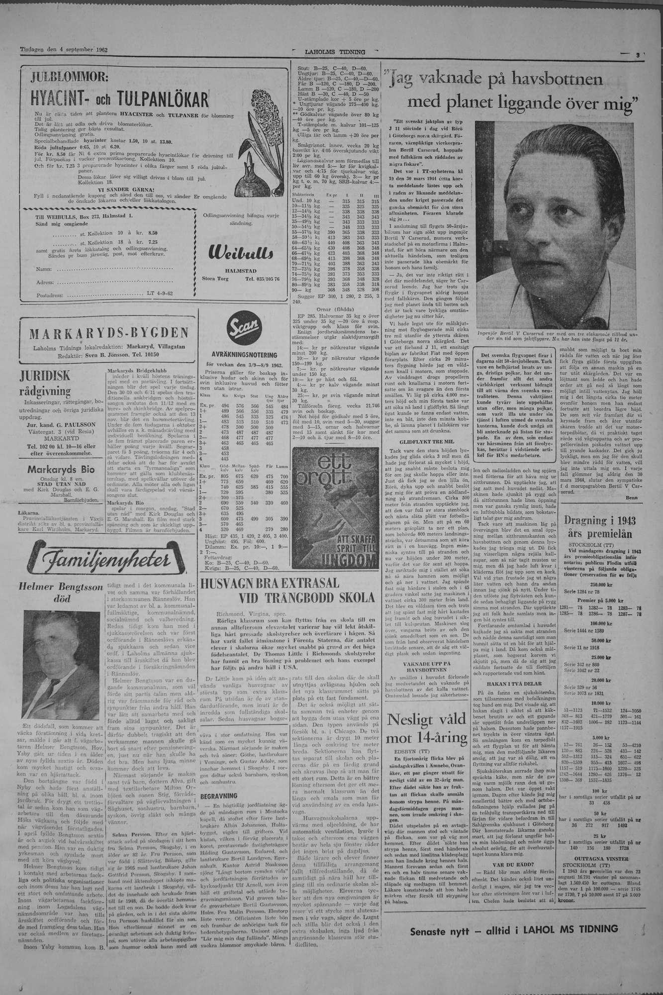 Laholms Tidning Tisdag 4 september 1962, sida 3
