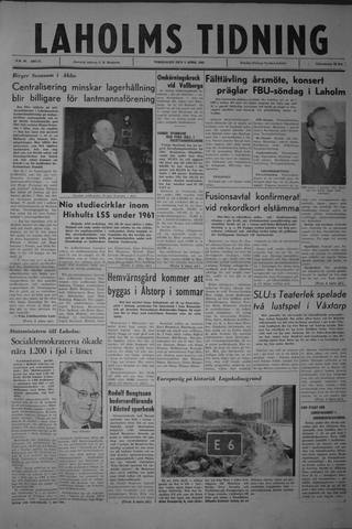 Förstasidan, Torsdag 5 april 1962