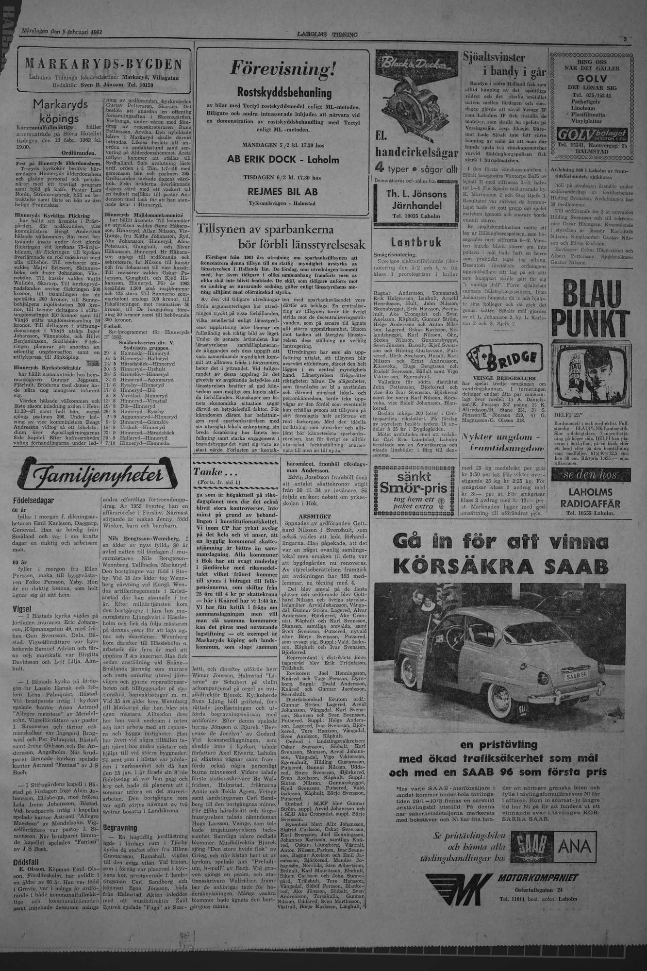Laholms Tidning Måndag 5 februari 1962, sida 3