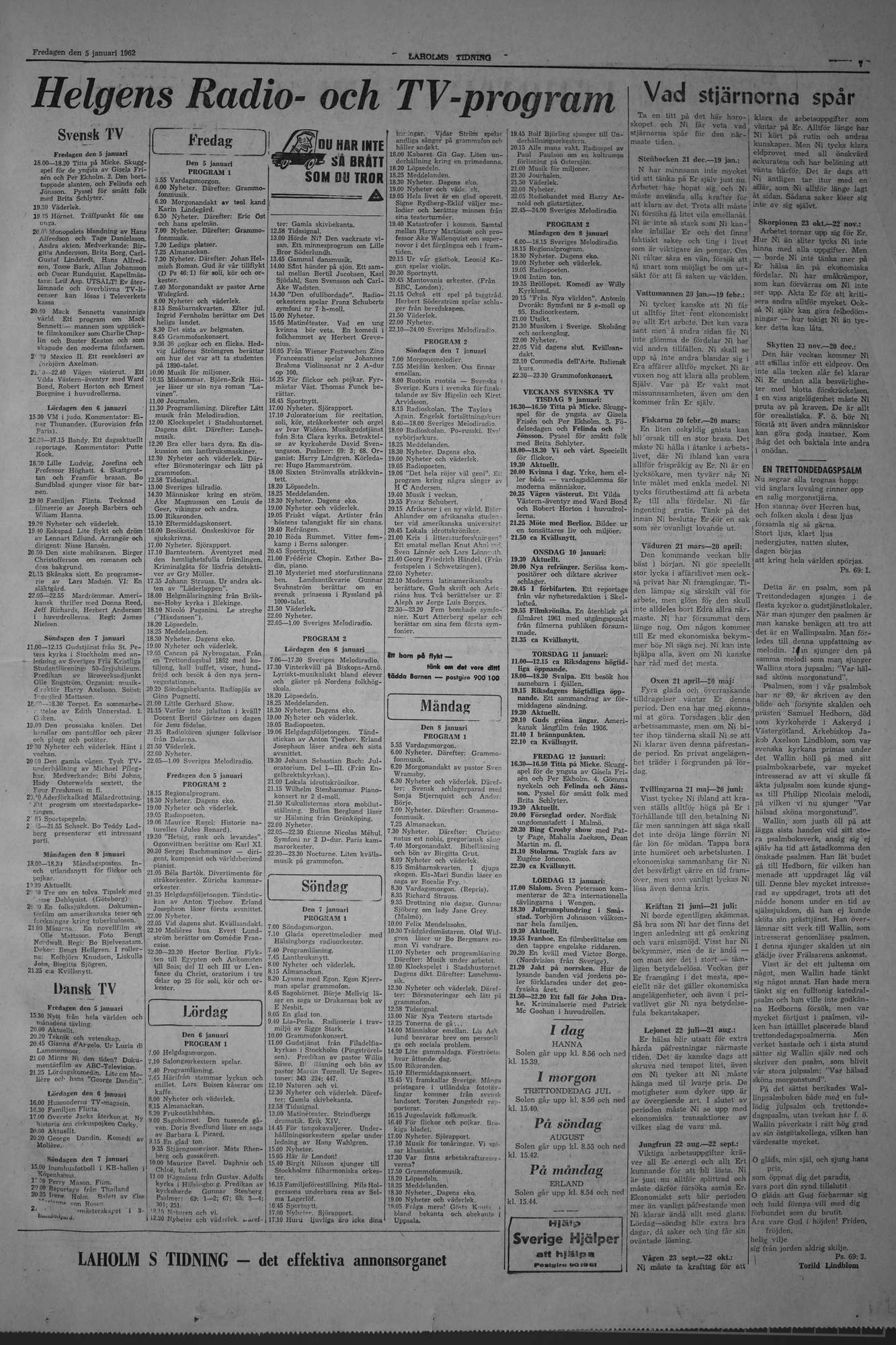Laholms Tidning Fredag 5 januari 1962, sida 7