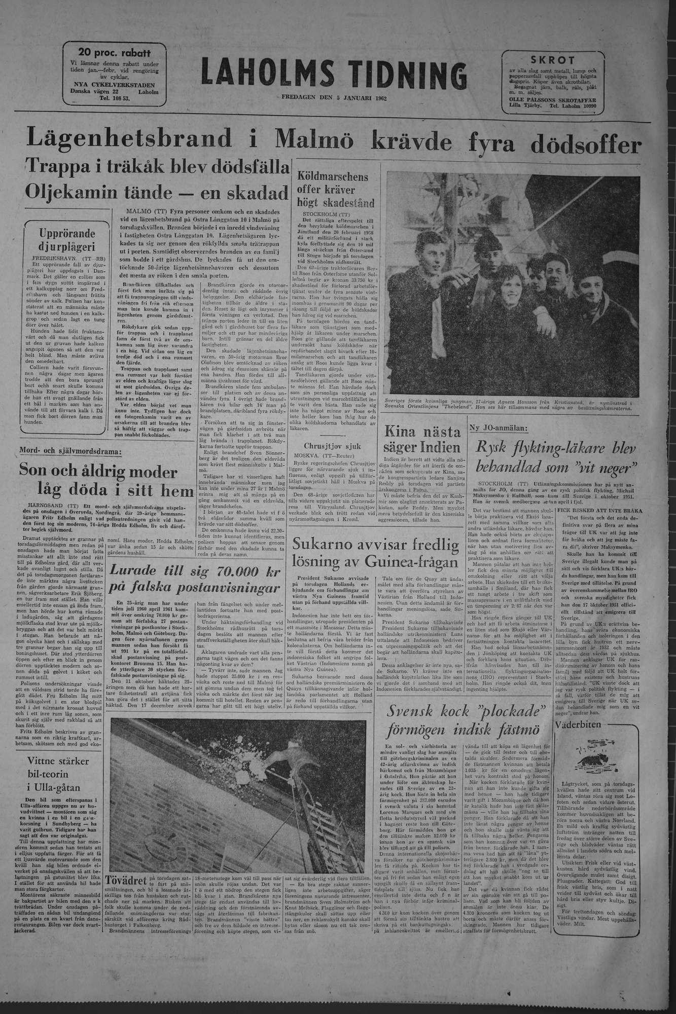 Laholms Tidning Fredag 5 januari 1962, sida 8