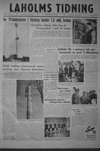 Förstasidan, Lördag 5 maj 1962
