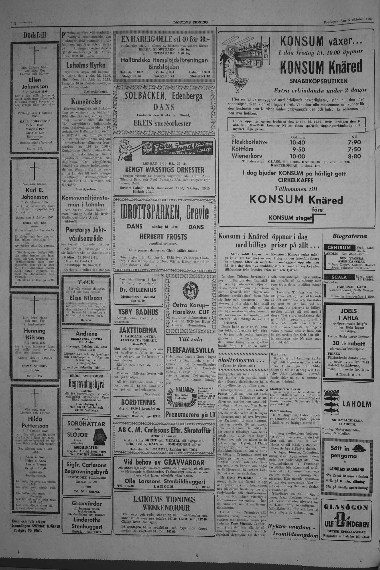 Laholms Tidning Fredag 5 oktober 1962, sida 2
