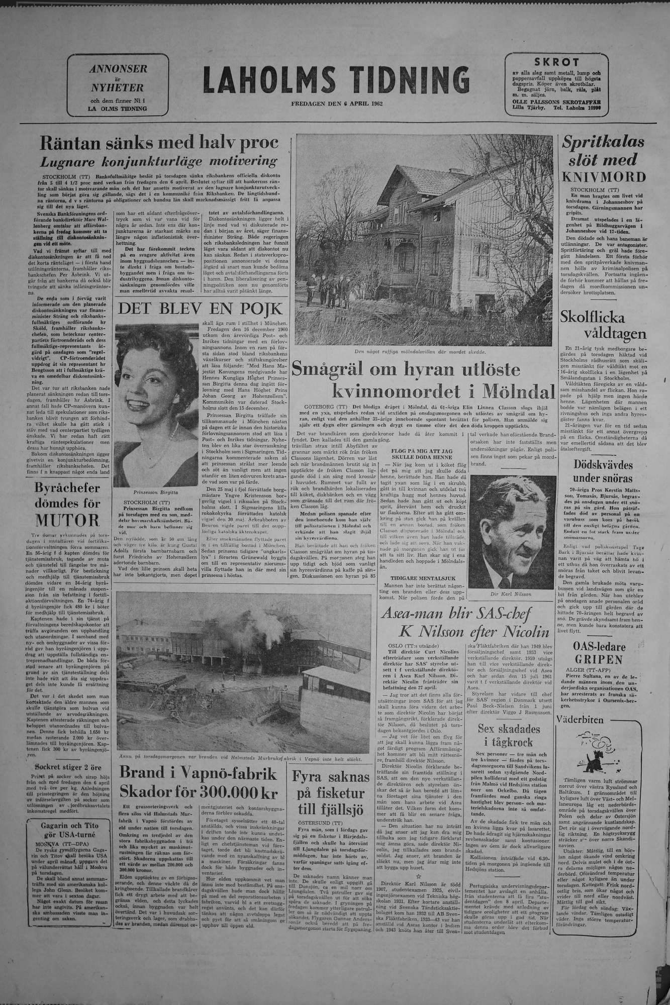 Laholms Tidning Fredag 6 april 1962, sida 8