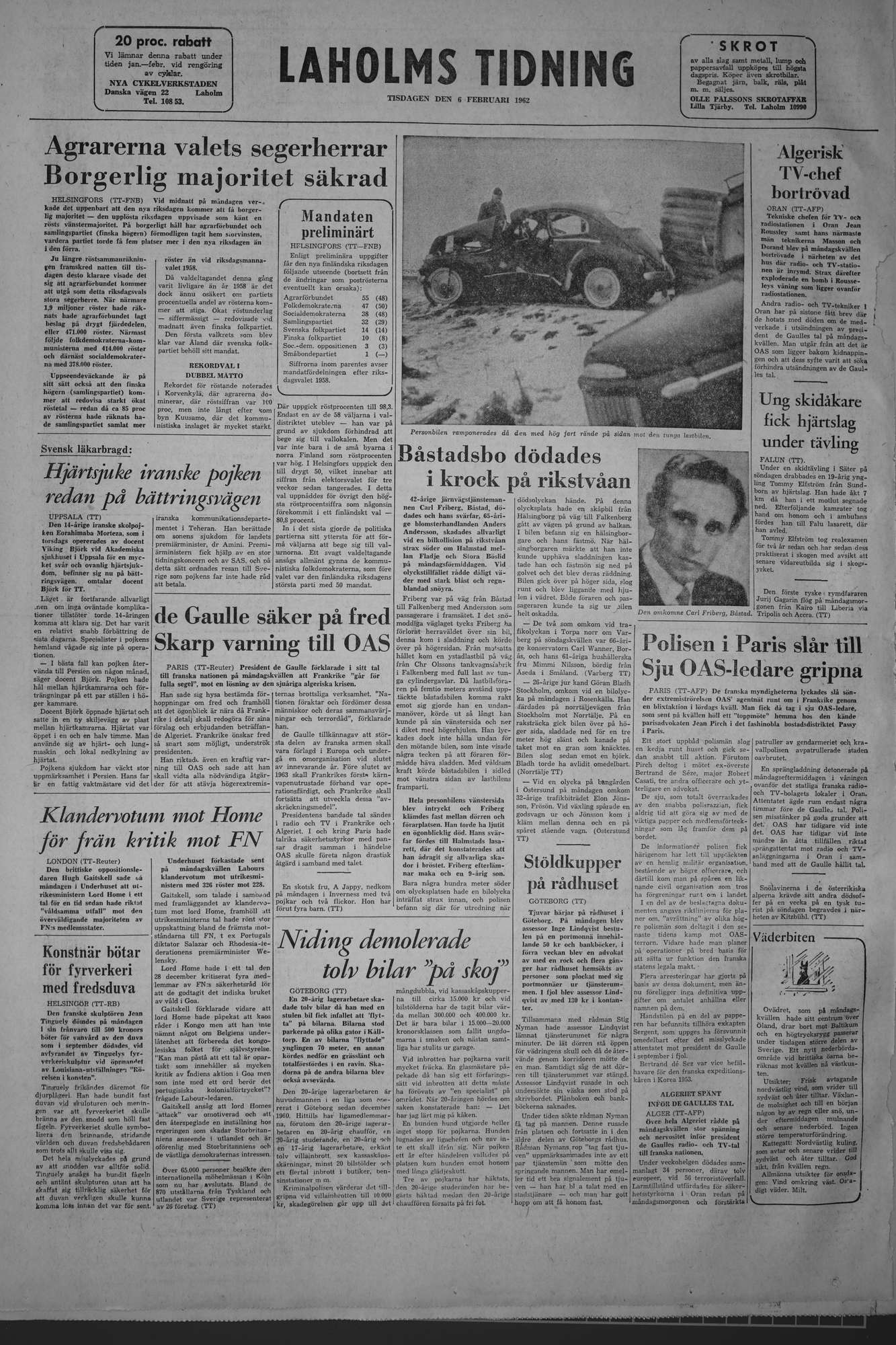Laholms Tidning Tisdag 6 februari 1962, sida 8