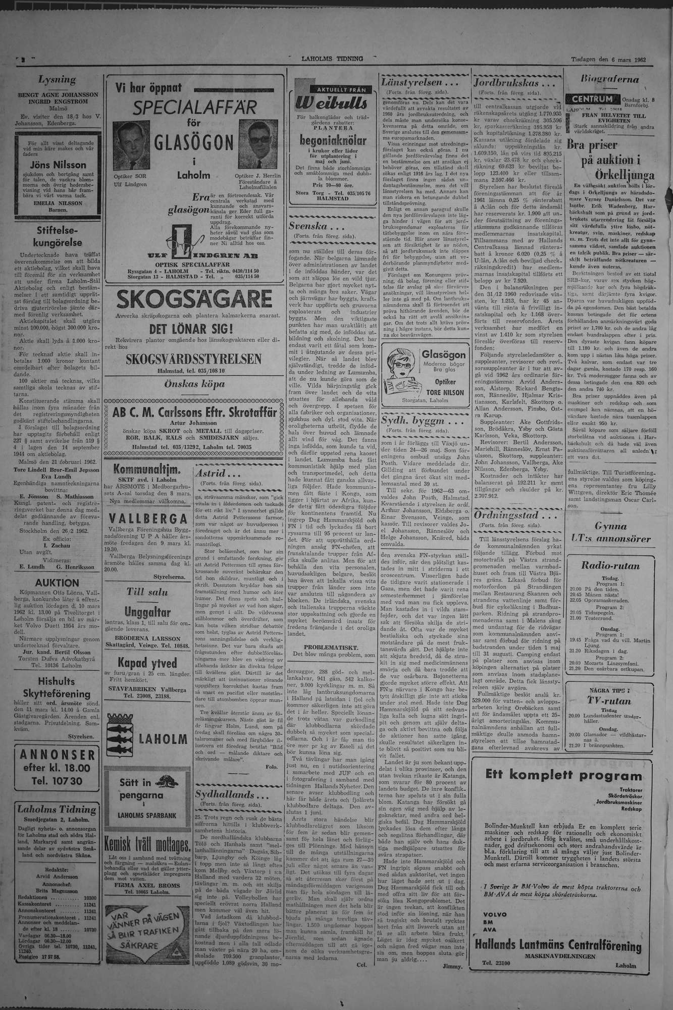 Laholms Tidning Tisdag 6 mars 1962, sida 2
