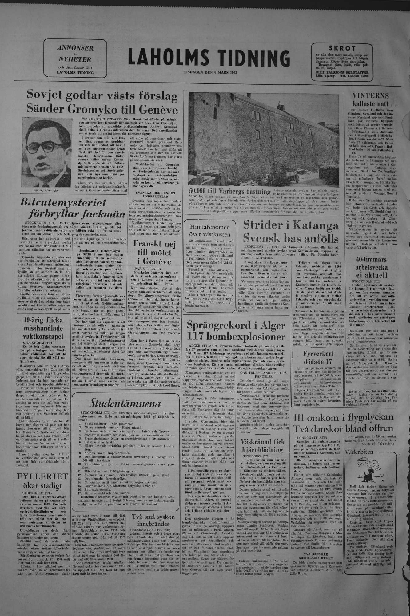 Laholms Tidning Tisdag 6 mars 1962, sida 8