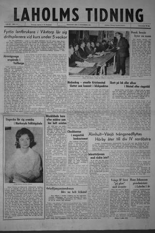 Förstasidan, Tisdag 6 november 1962