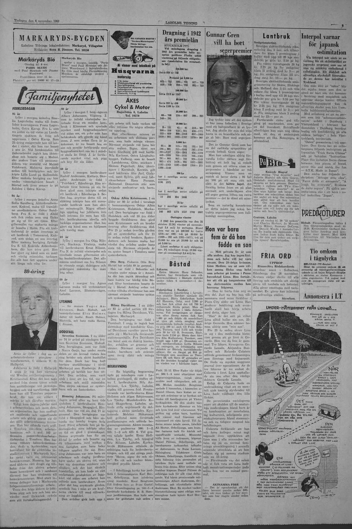 Laholms Tidning Tisdag 6 november 1962, sida 3