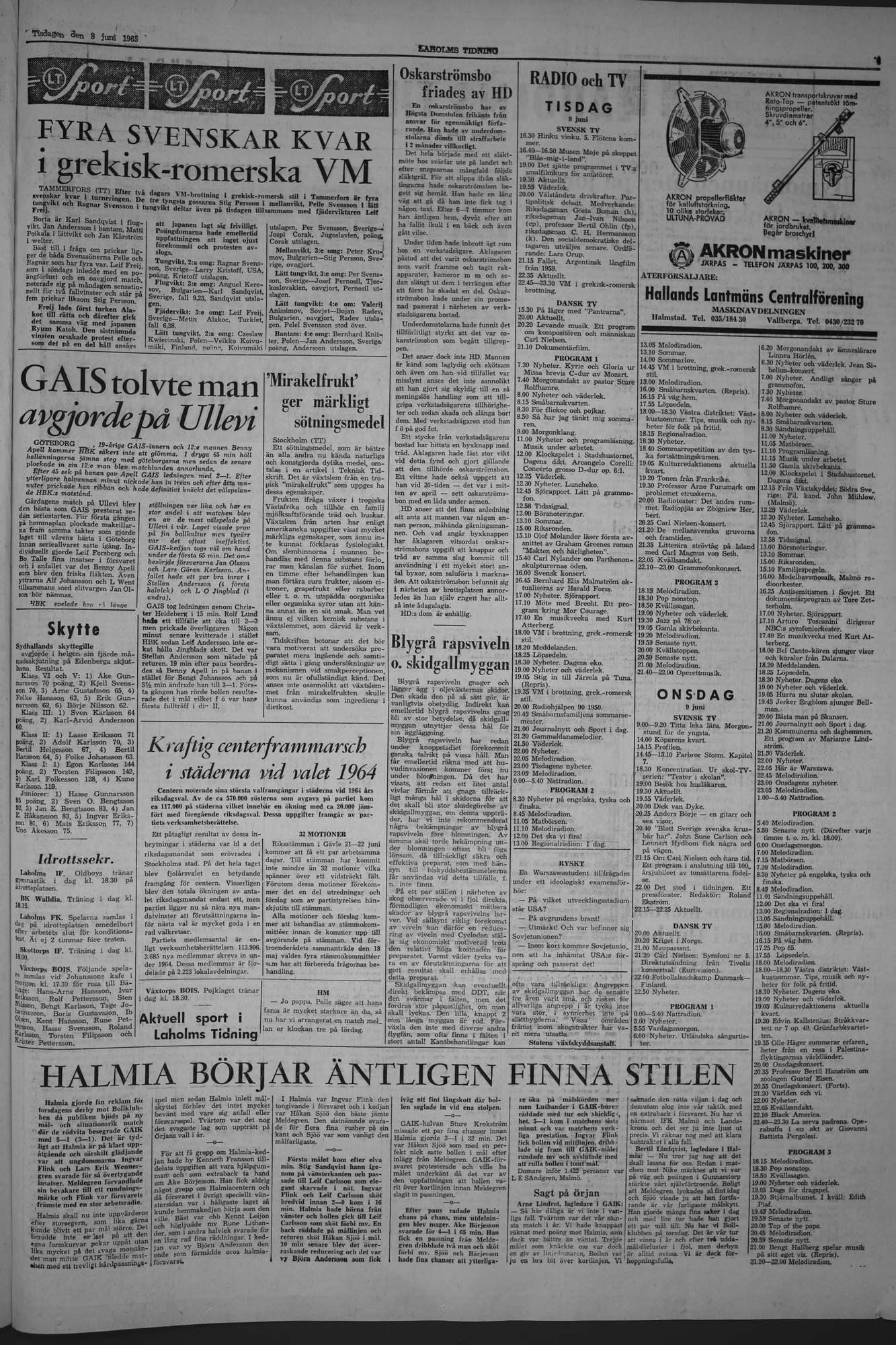 Laholms Tidning Tisdag 8 juni 1965, sida 7