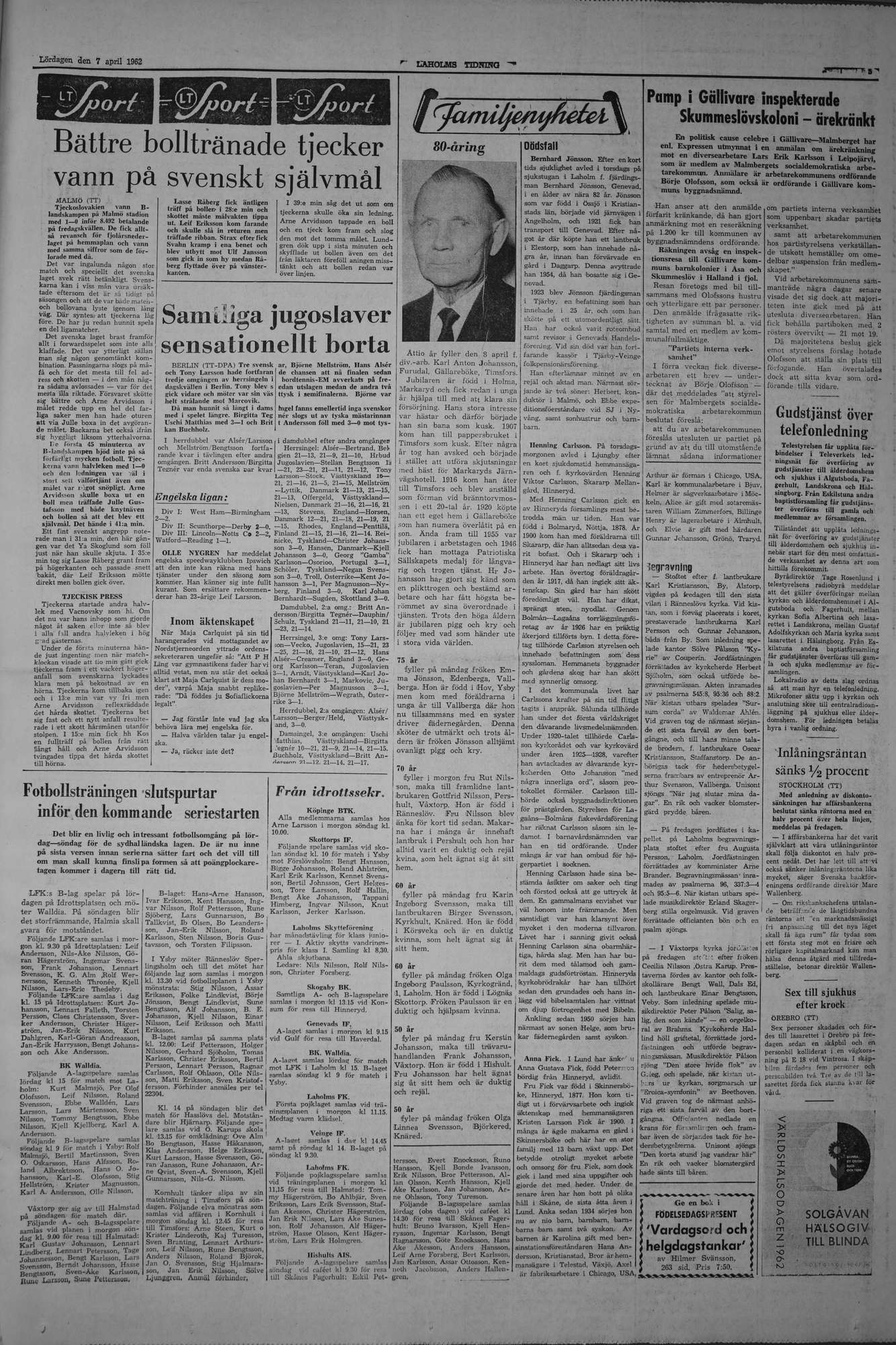Laholms Tidning Lördag 7 april 1962, sida 5
