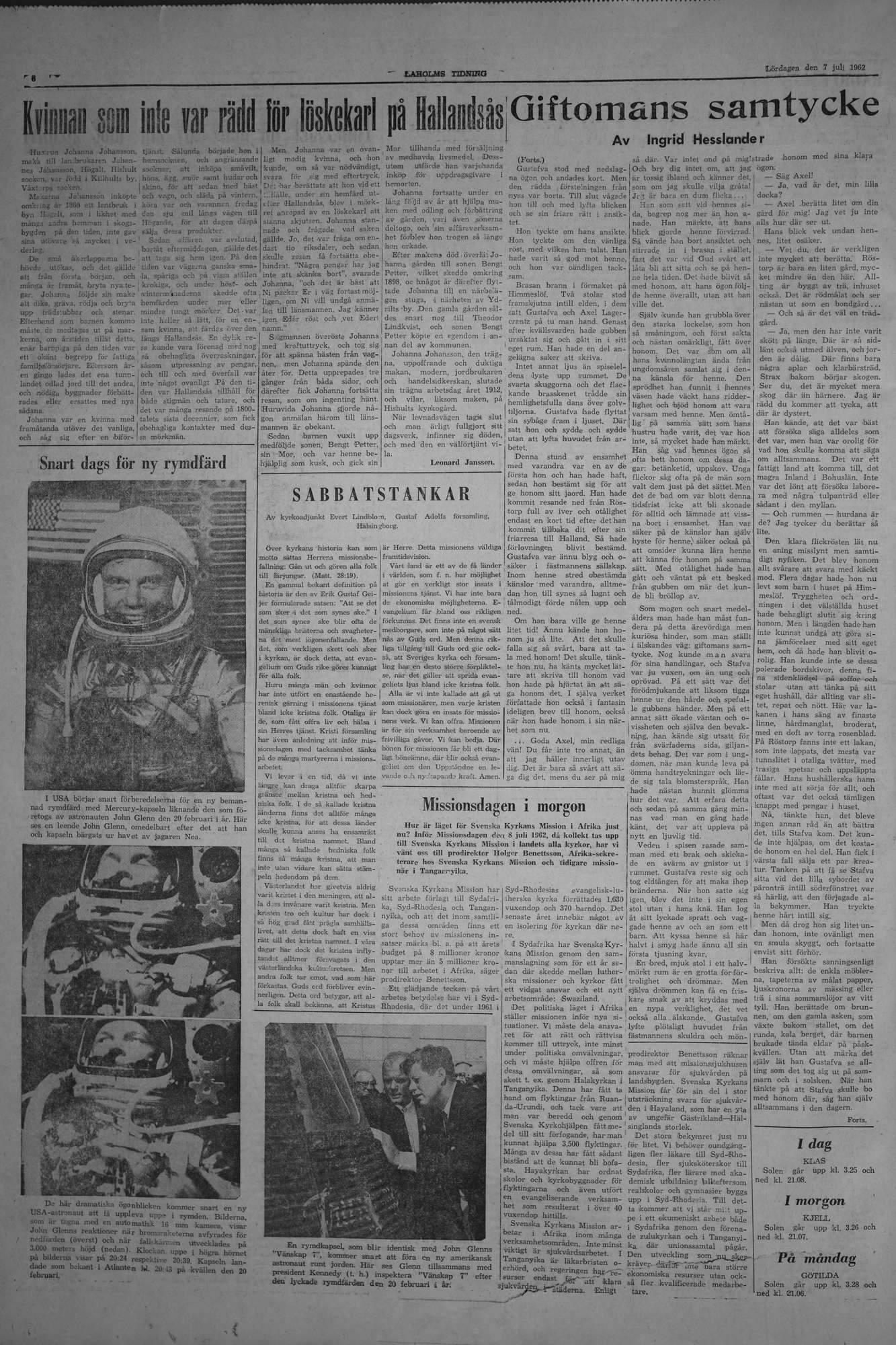 Laholms Tidning Lördag 7 juli 1962, sida 6