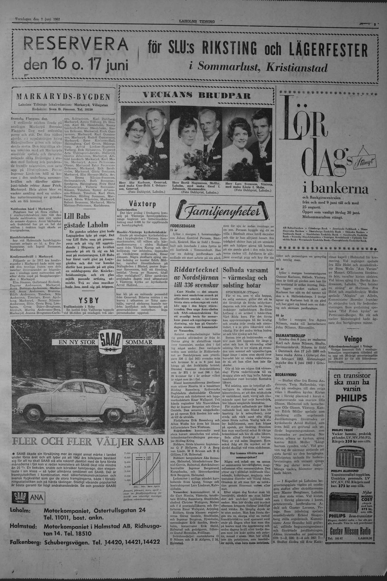 Laholms Tidning Torsdag 7 juni 1962, sida 3